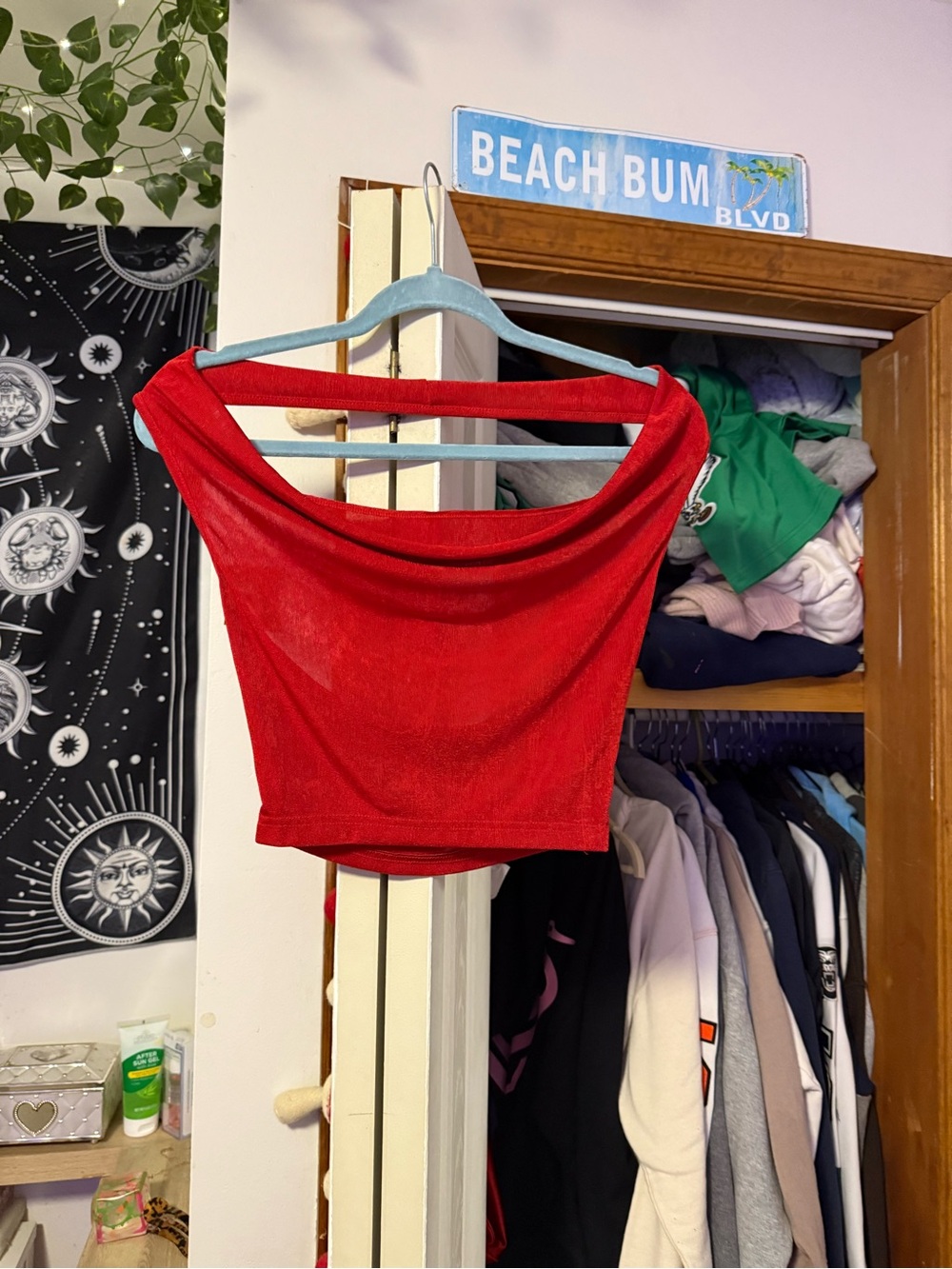 Red Off-Shoulder Crop Top - Women